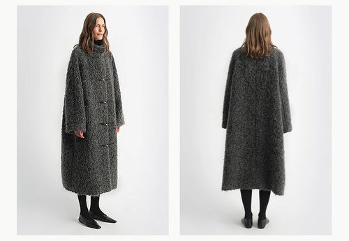"Parisian Affair"Circle Long Fur Toggle Coat for Women