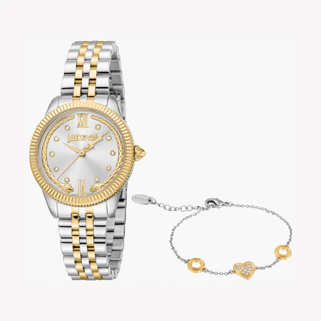 Just Cavalli Women's Two-Tone Watch, Silver Dial | Jc1l315m0085