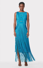 New Summer Women'S Sleeveless O-Neck Tassels Tight Long Bandage Dress Elegant Sexy Cut-Out Party Evening Maxi Dress