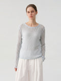 Lazy Textured Breathable Knit Openwork Cardigan, Light-Enhancing Loose Casual Top