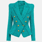 Autumn Winter Thick Woven Fabric Luxury Women Tweed Street Blazers Bodycon Design Fresh Color Eye-catching Jackets