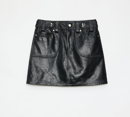 "Houston Street" New Zealand imported sheep leather vintage A-line short skirt