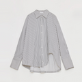 "Striped Fantasy" Casual Asymmetric Slanted Front Two-Wear Striped Long Sleeve Shirt