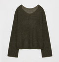 "Sparkling Spring" Mohair Blended Fancy Yarn Boat Neck Sequin Hollow Sweater Top