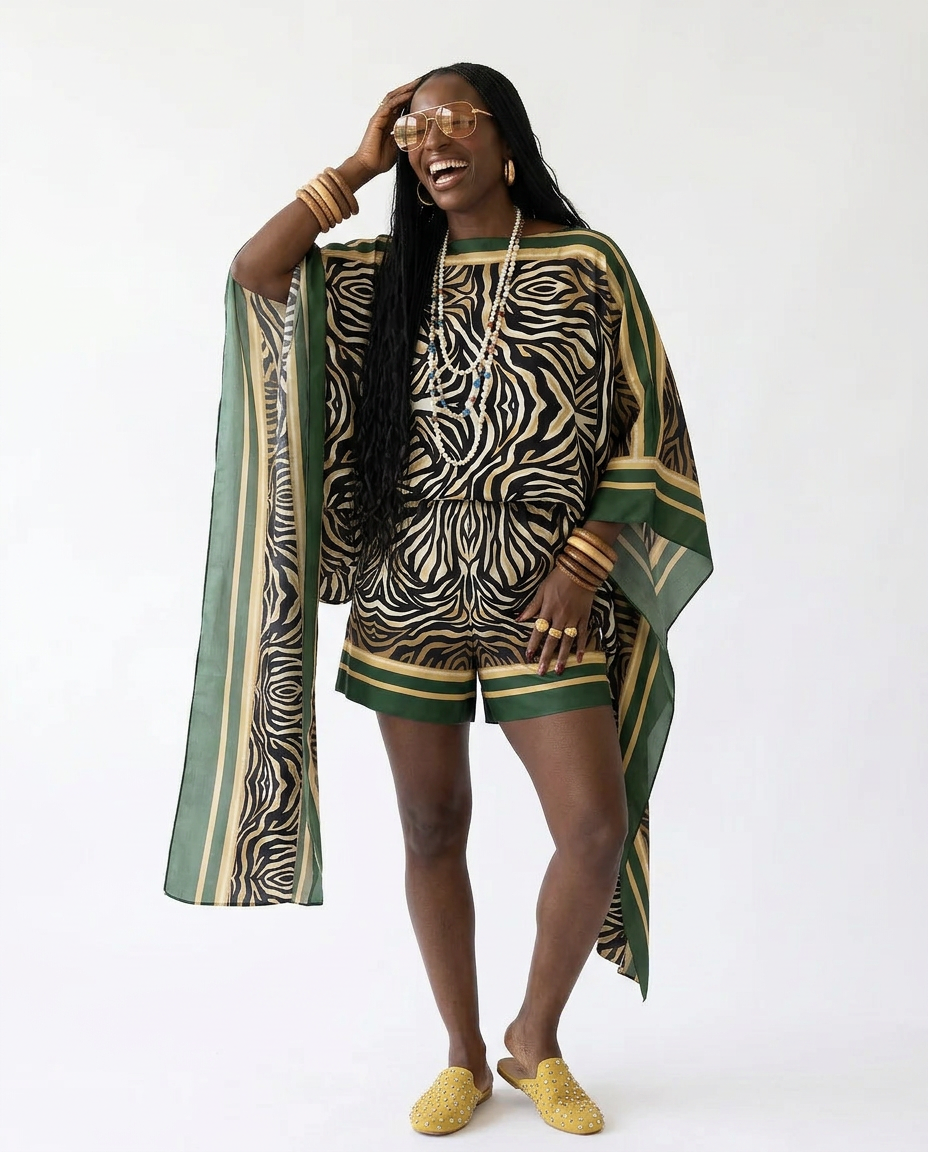 Audacious Zebra Print Kaftan Set-0