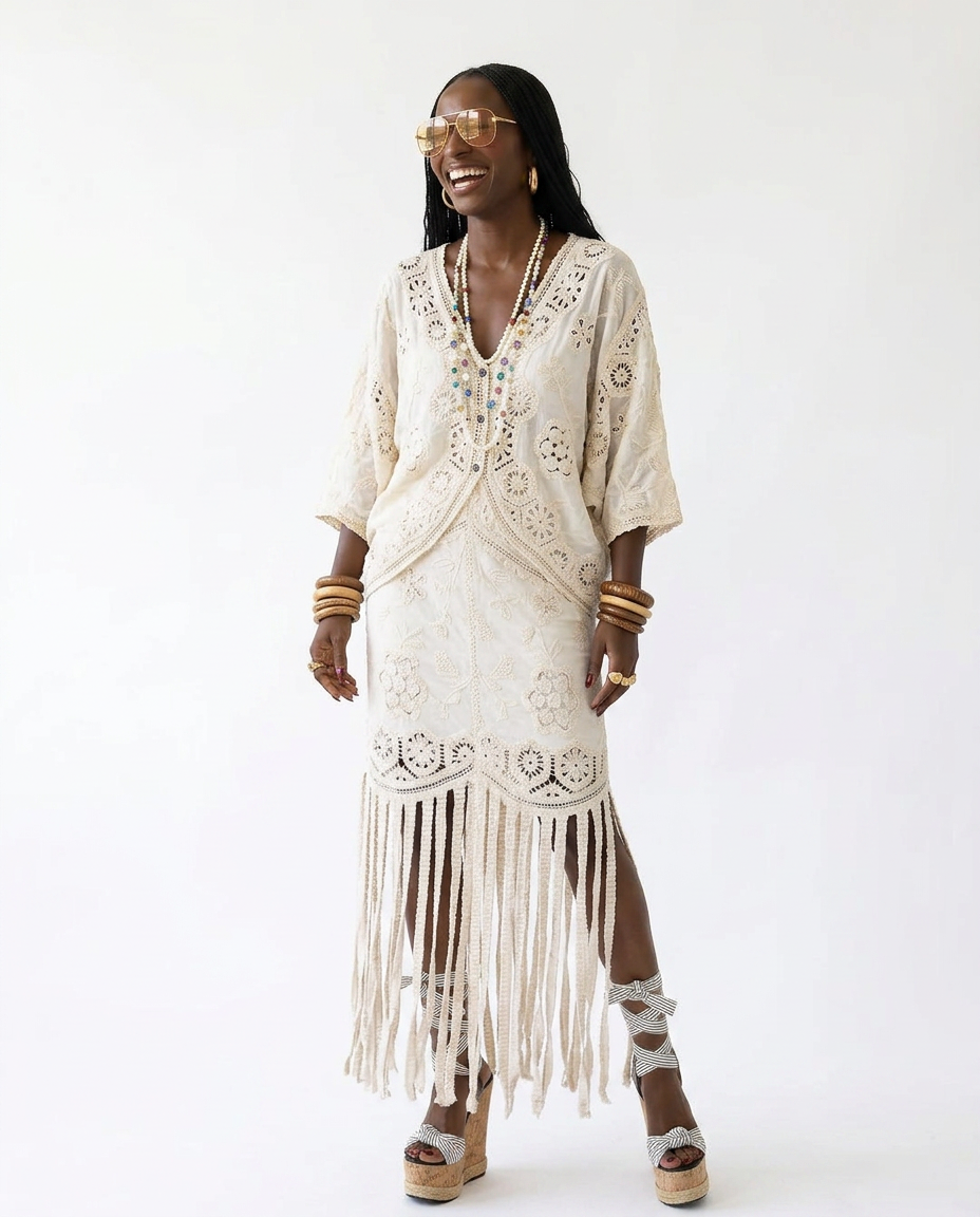 Free Spirit Fringe Crochet Two Piece Set-0