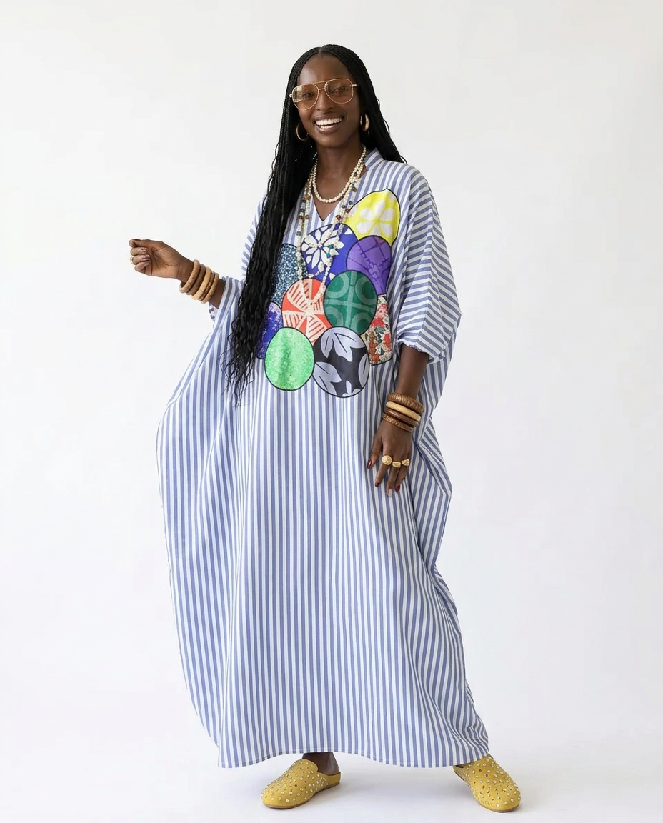 Vibrant Striped Patchwork Maxi Dress-0