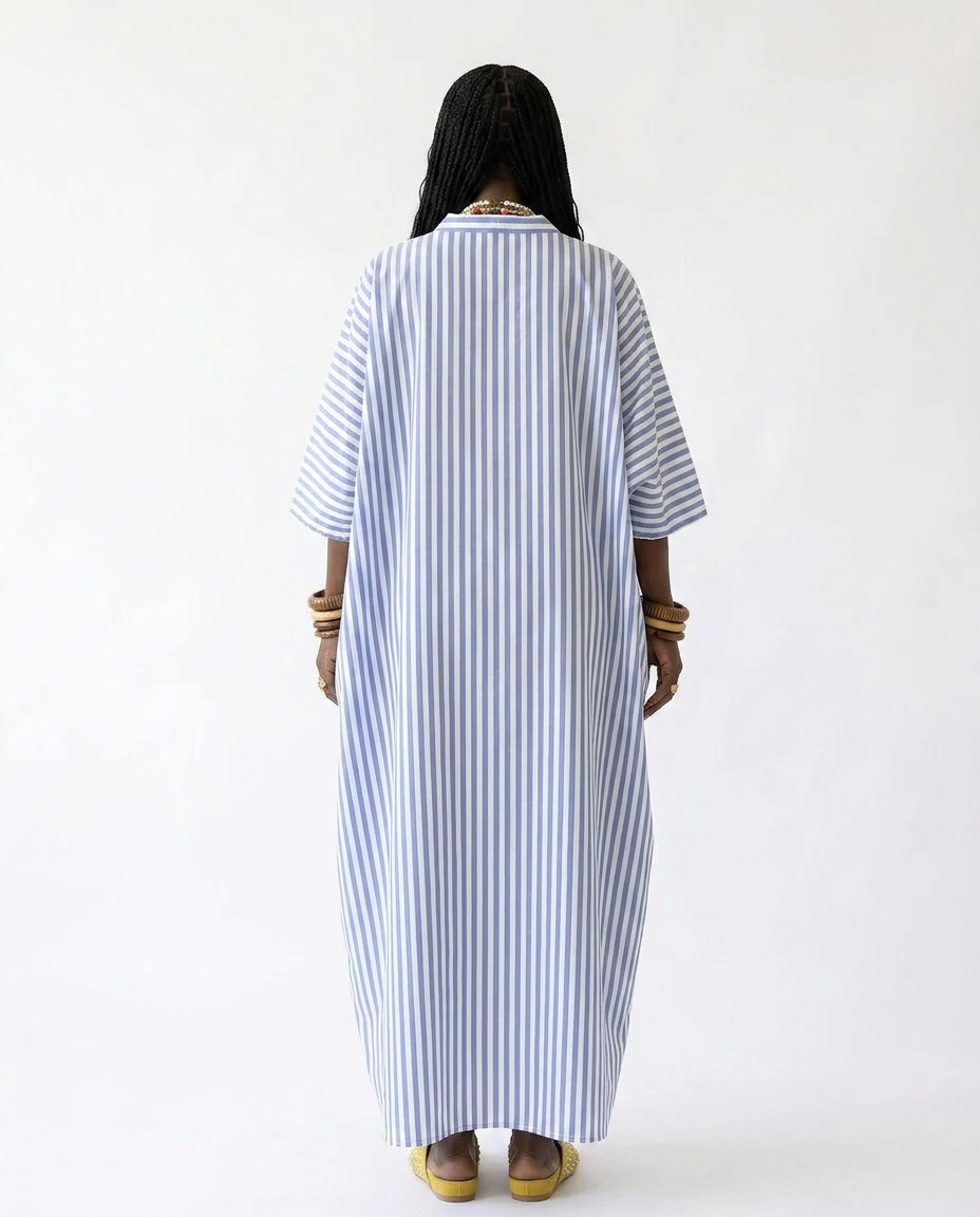 Vibrant Striped Patchwork Maxi Dress-2