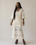 Graceful Crochet Hollow Maxi Dress-0