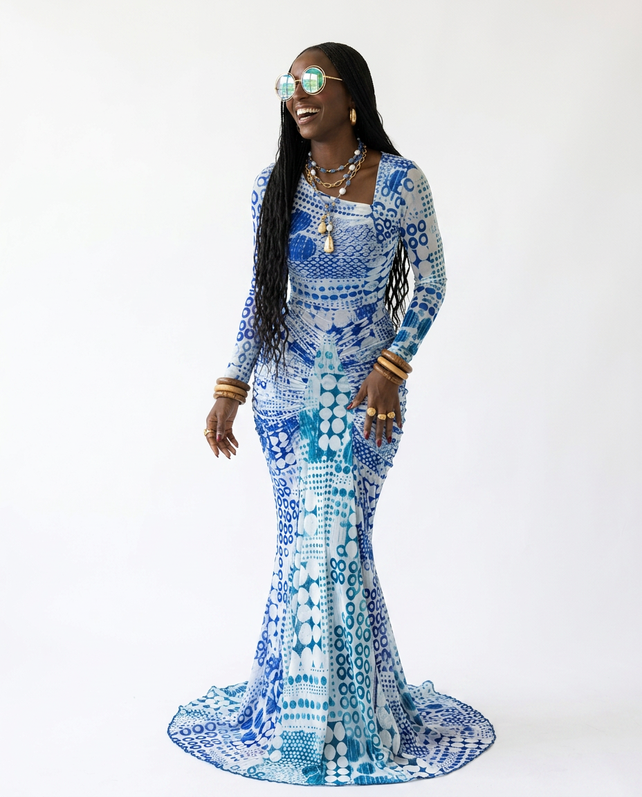 Limitless Printed Ruched Maxi Dress-0