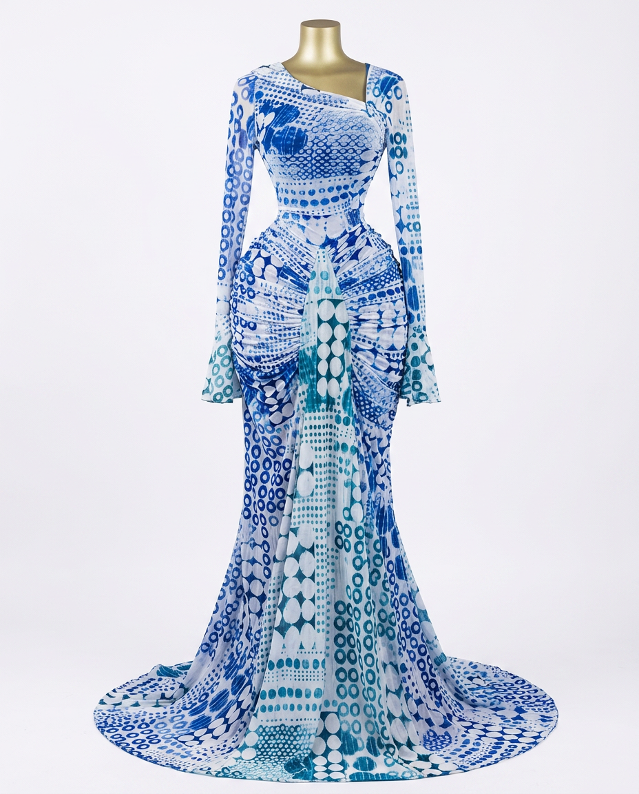 Limitless Printed Ruched Maxi Dress-3