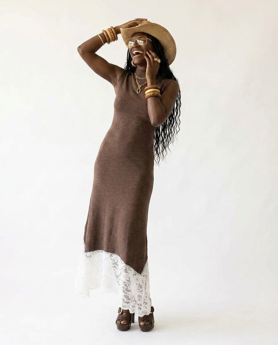 Divine Lace Patchwork Maxi Dress