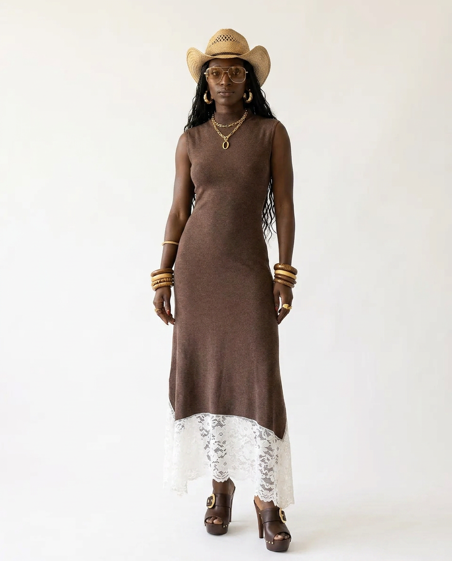 Divine Lace Patchwork Maxi Dress