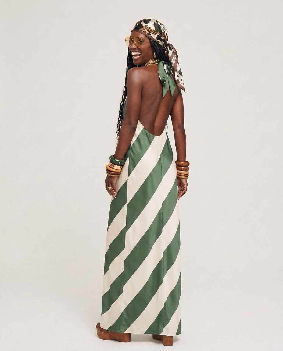 Liberated Striped Halter Maxi Dress-3