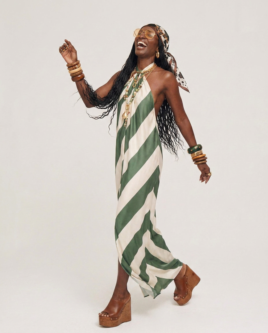 Liberated Striped Halter Maxi Dress-1