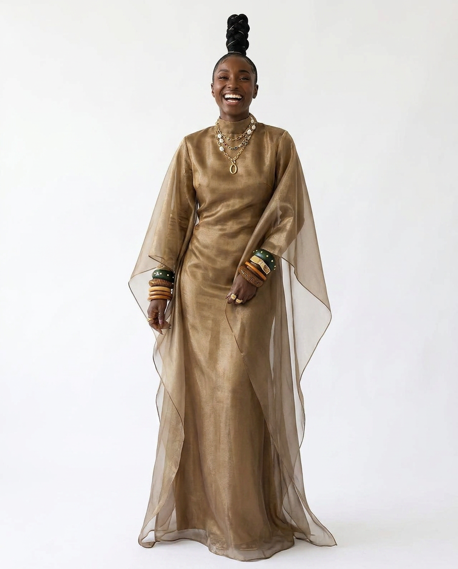 Radiant Sheer Metallic Maxi Dress-0