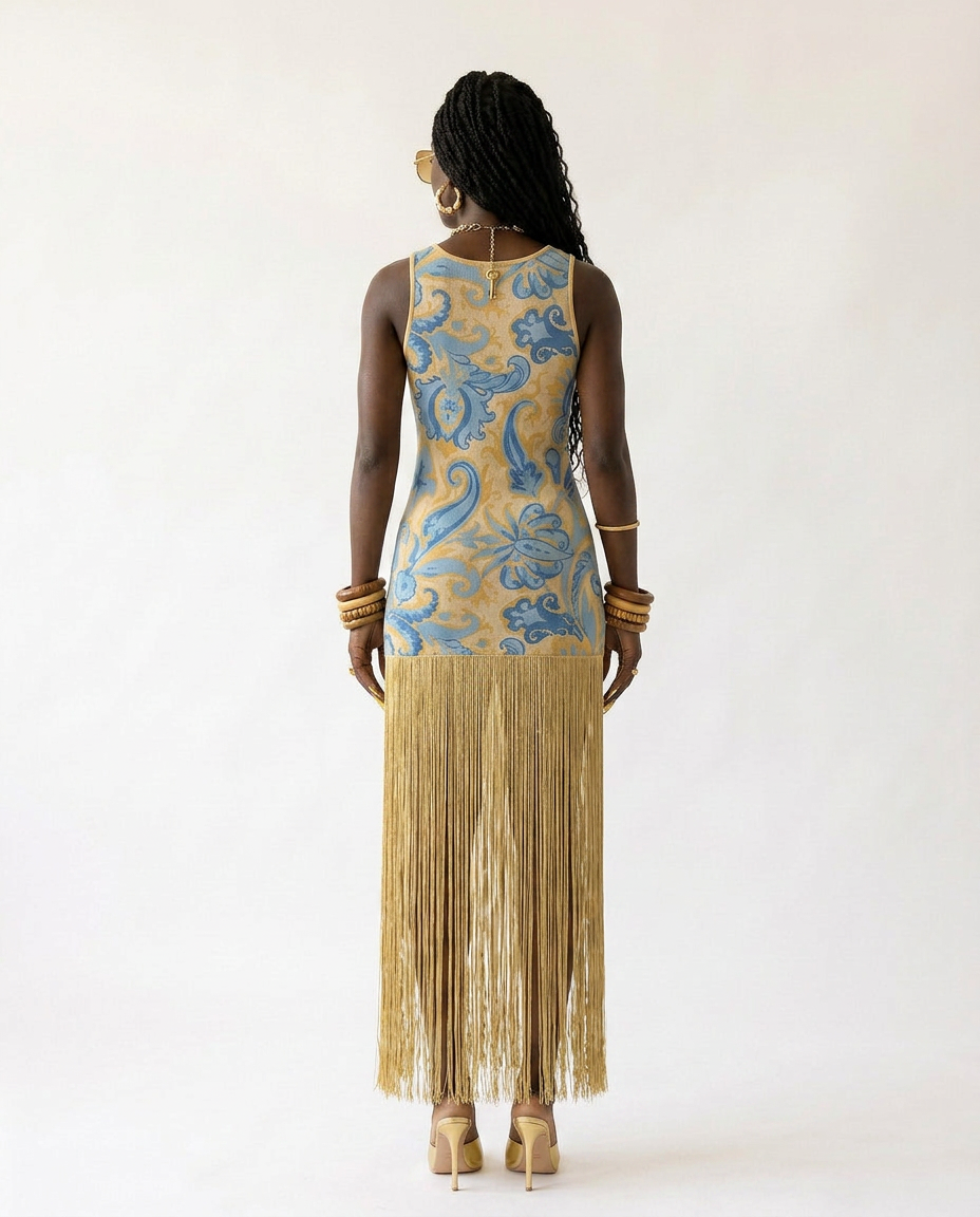 Wild Heart Printed Tassel Maxi Dress-4