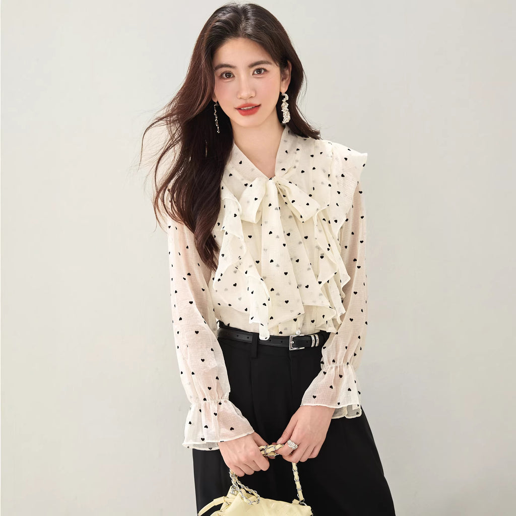 Chiffon Blouse Women's Spring Autumn Winter Fashion Design Elegant Long Sleeve Shirt