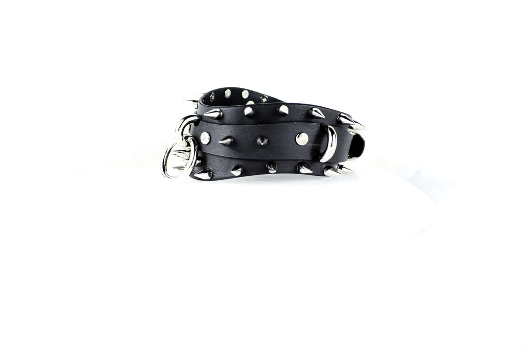 Spiked BDSM Collar – Leather BDSM Choker Gothic Posture Collar