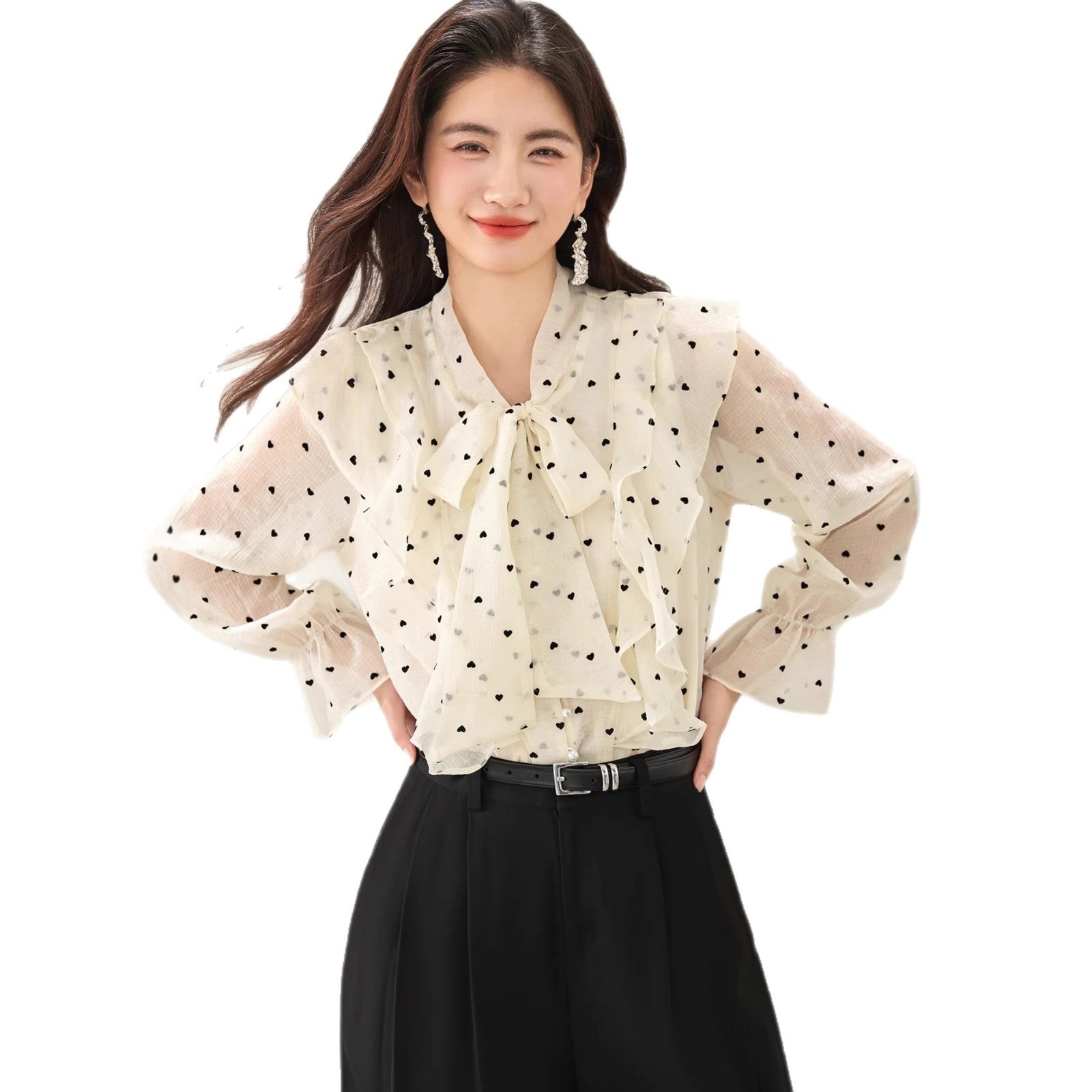 Chiffon Blouse Women's Spring Autumn Winter Fashion Design Elegant Long Sleeve Shirt