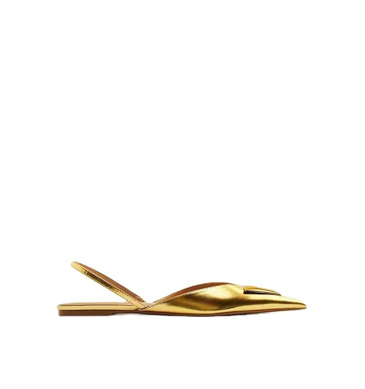 Woman Flat Gold Shoes Women Sandals Elegant Casual Mules Pointe Slingback shoes Luxury