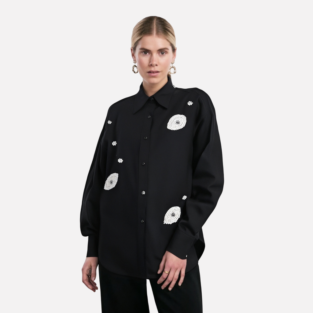Spring New Heavy Industry Nail Bead Design Personalized Shirt for Women