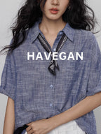 Loose Commute Shirt for Women Short Sleeve Casual Top with Rich Aesthetic