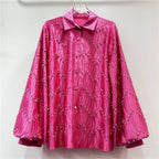 Heavy industry diamond inlaid niche design loose and versatile women's western-style shirt top