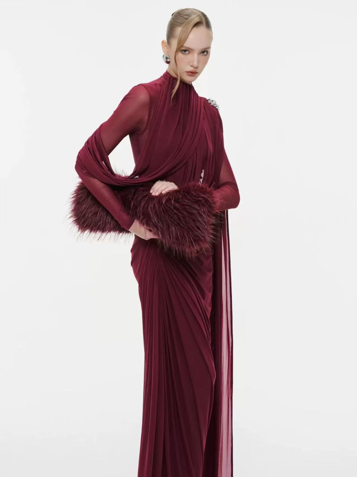 Pleated Cape Dress