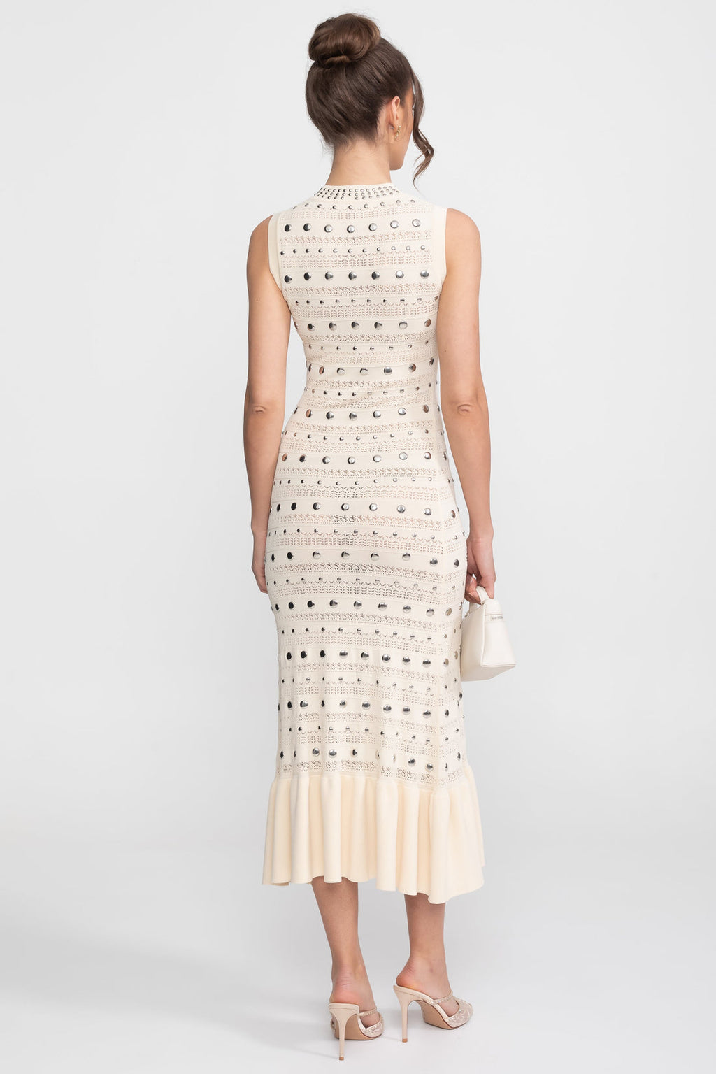 Stud Ruffle Hem Dress