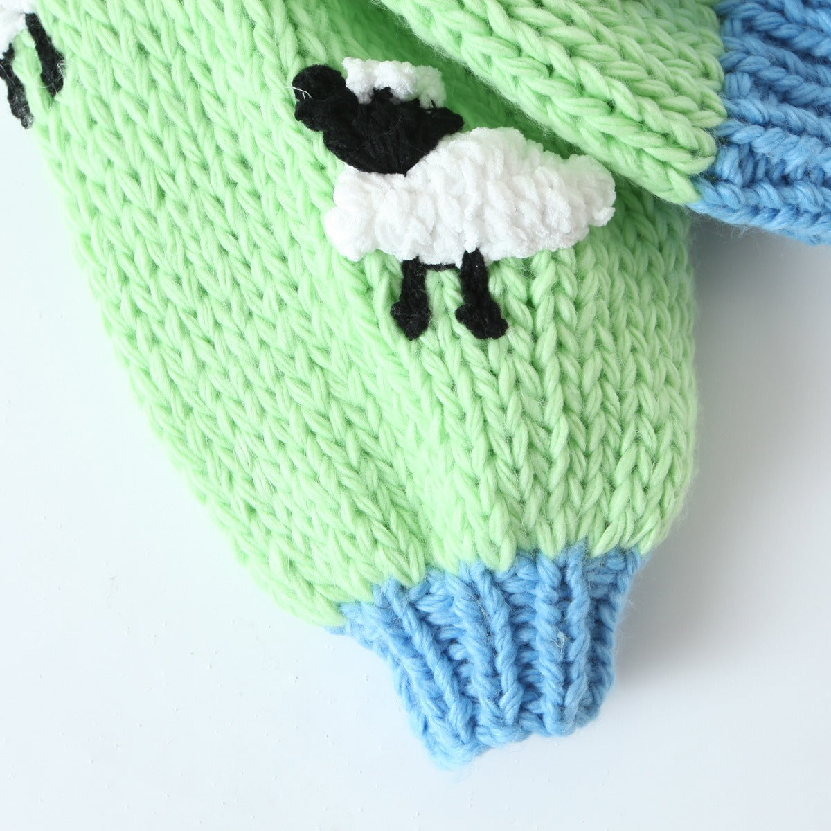 Little Sheep Sweater Coat New Handmade Coarse Needle Knitted Long Sleeve Cardigan
