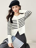 Casual Versatile Loose Knit Cardigan Women Long Sleeve French Chic Style Fashion Top