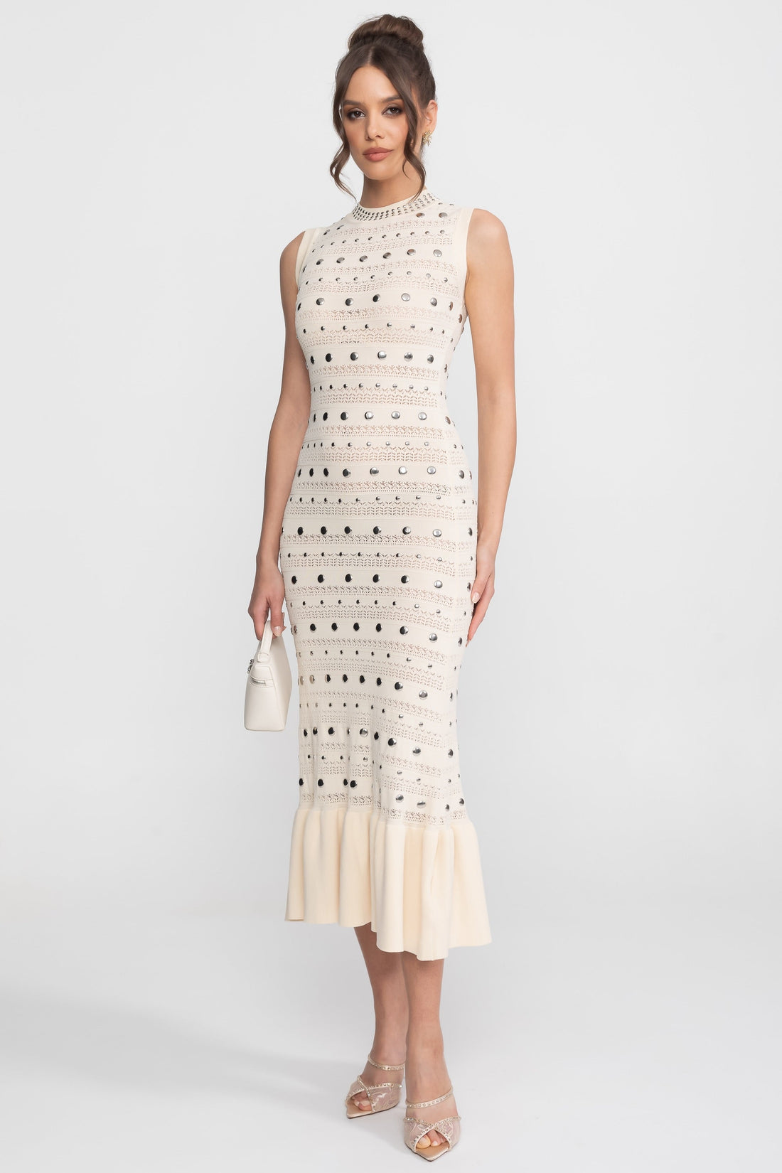 Stud Ruffle Hem Dress