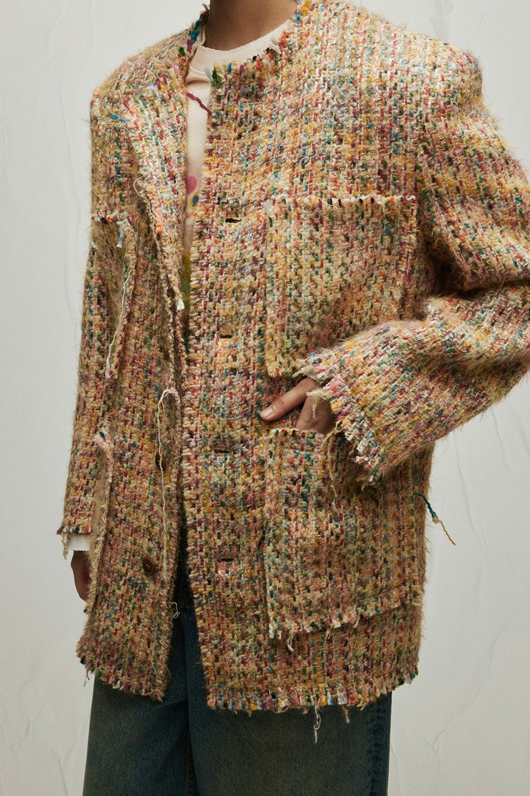 Fringed multi pocket jacket