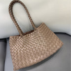 Trendy Retro Large Capacity Handbag Pure Handmade Woven Maternity Bag Commuter Shoulder Tote Bag