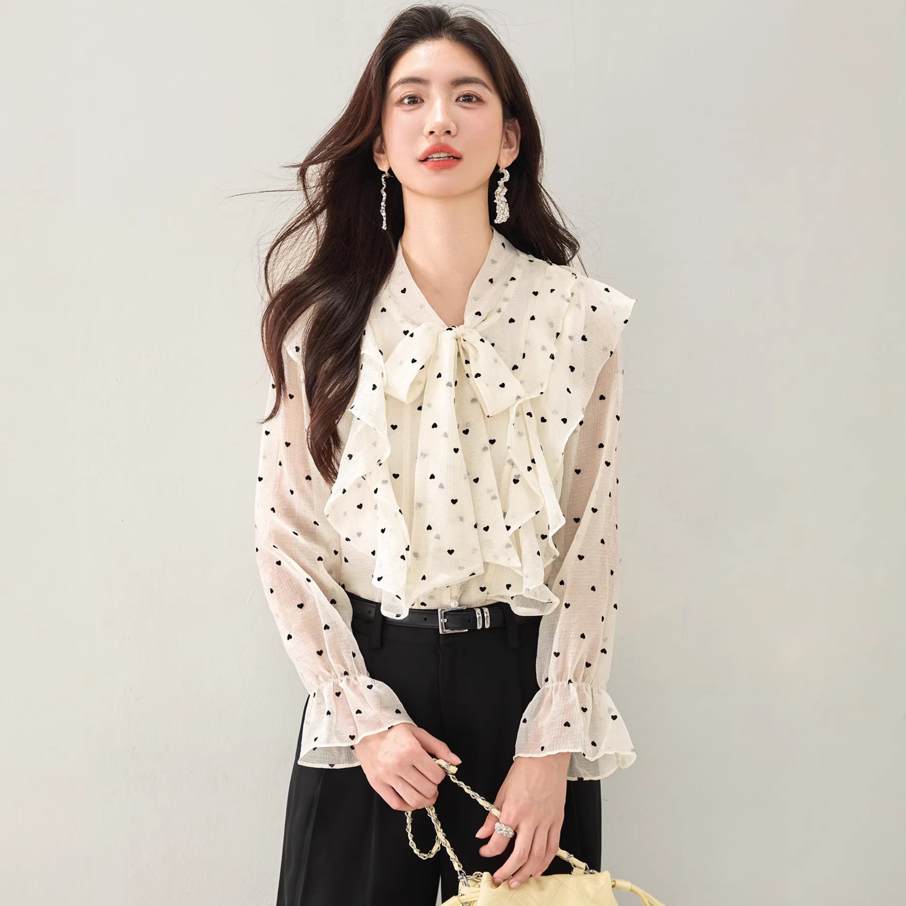 Chiffon Blouse Women's Spring Autumn Winter Fashion Design Elegant Long Sleeve Shirt