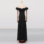 Pure Black Ball Gown High-End Formal Dress Women's Summer Strapless Waist-Cut Top Long Skirt Unique Set