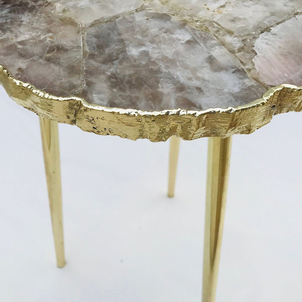 Smoky Grey Agate Organic Edge Side/Coffee Table