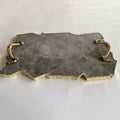 Large Smoky Grey Agate Serving Tray With Brass Handles/Personalised Momentos/Sign Boards 10"x15"