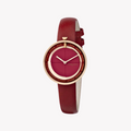 Pierre Cardin Women's Red Leather Watch, Rose Gold Case | Cma.0007-0