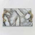 Wild Agate Serving Tray With Brass Handles