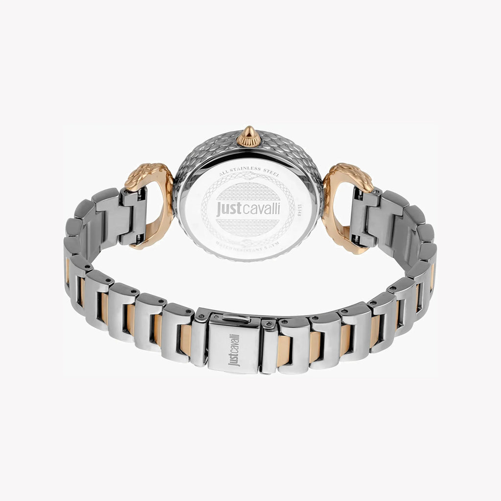 Just Cavalli Women's Silver & Rose Gold Watch, White Dial | Jc1l148m0095