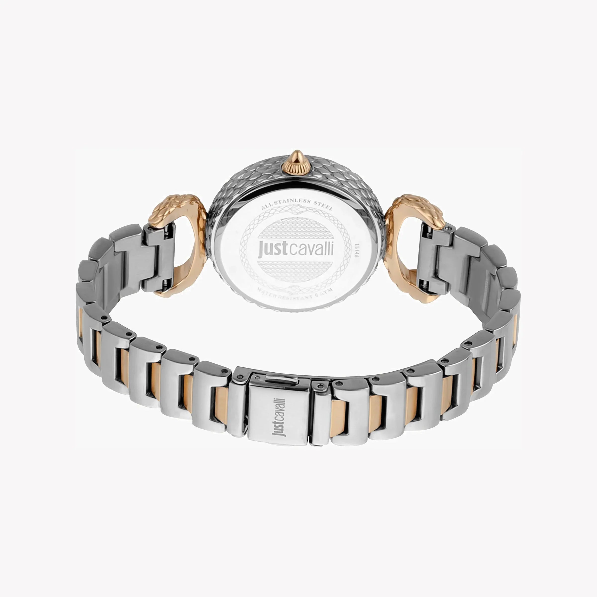Just Cavalli Women's Silver & Rose Gold Watch, White Dial | Jc1l148m0095