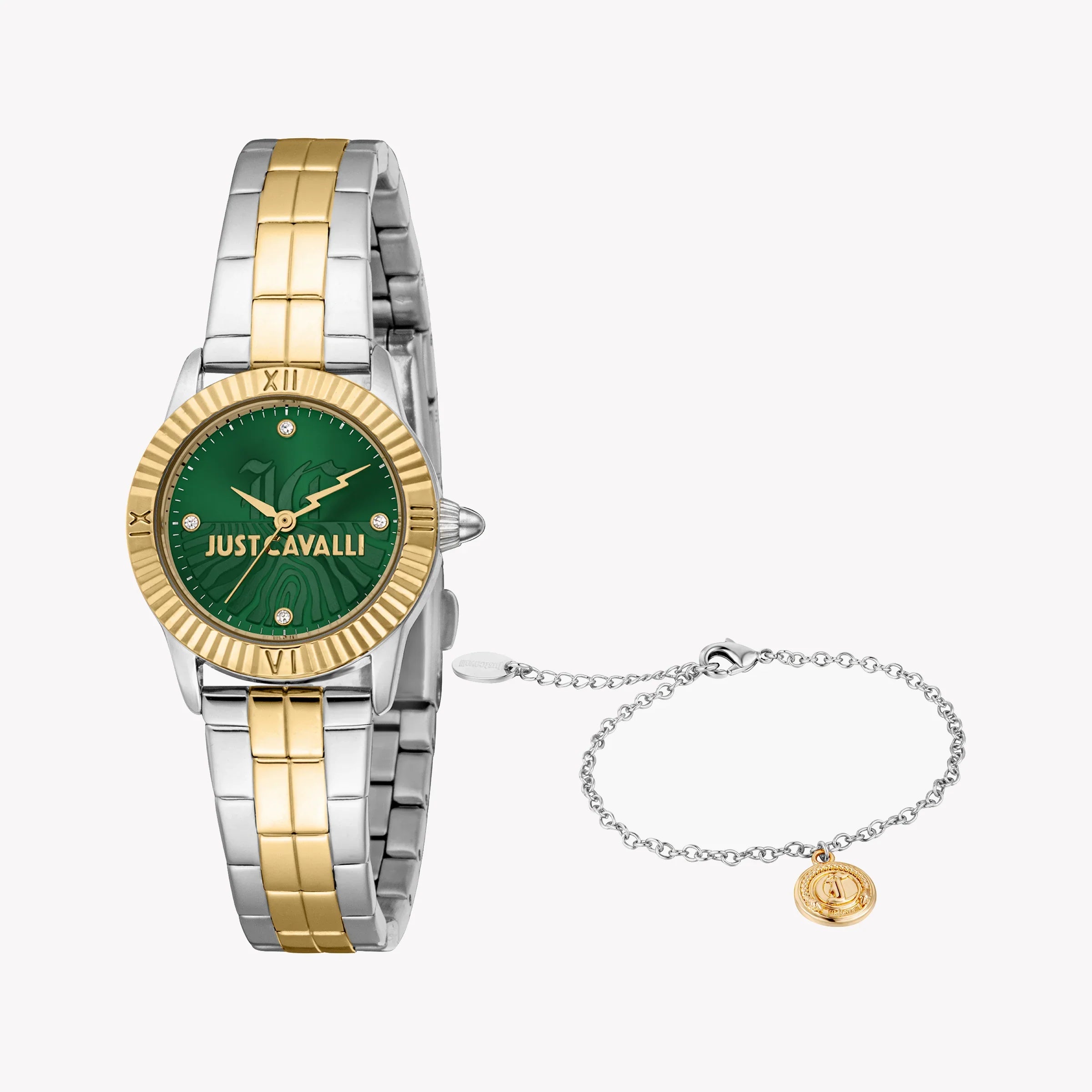 Just Cavalli Women's Two-Tone Watch, Dark Green Dial | Jc1l328m0085