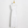 New Chiffon Small Stand Collar Solid Color Stitching Slim Long Swing Dress