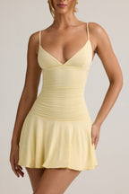 Suspender V-neck ruffle dress