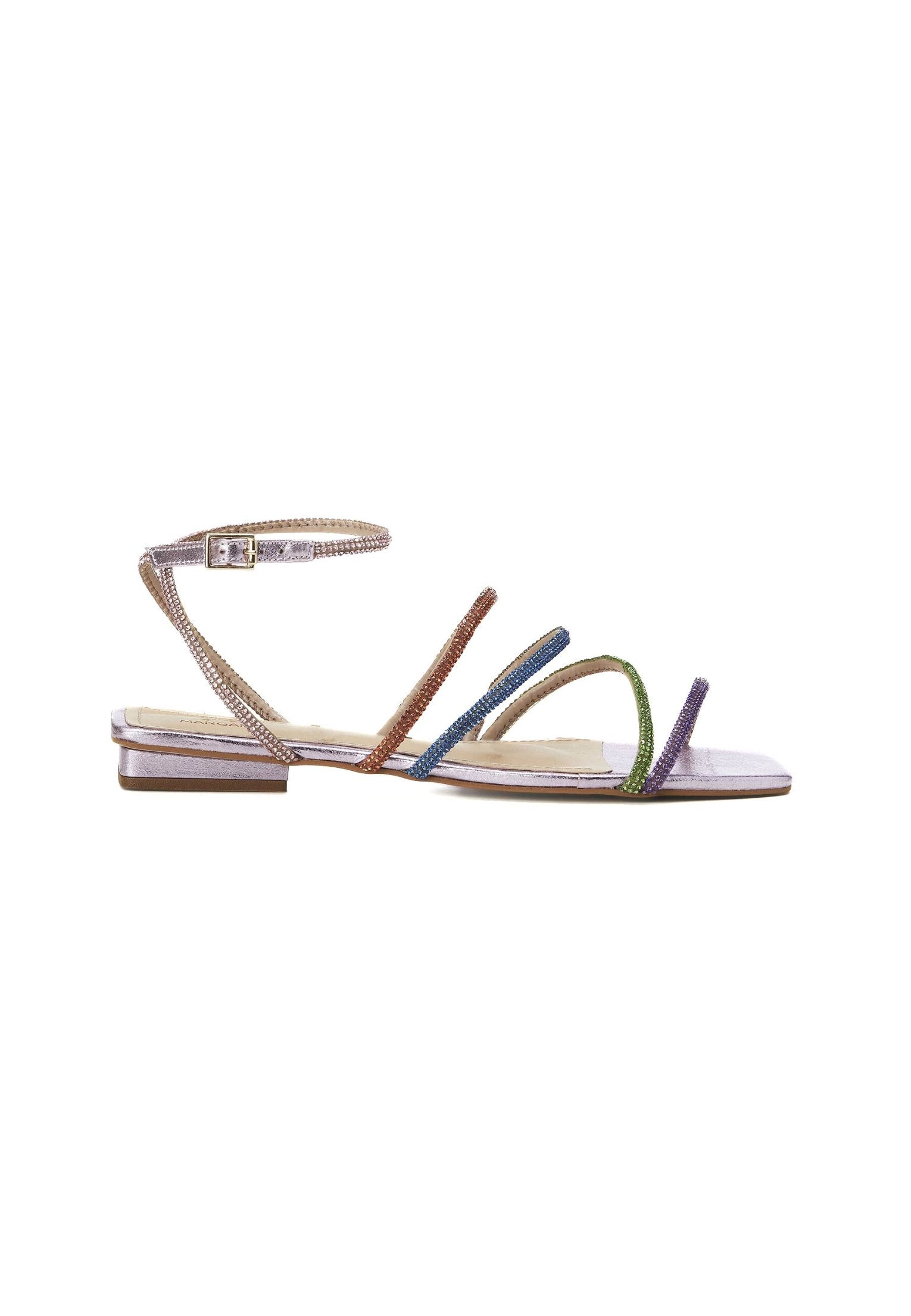 Arca Leather Sandals – Crystal Straps Flat Purple