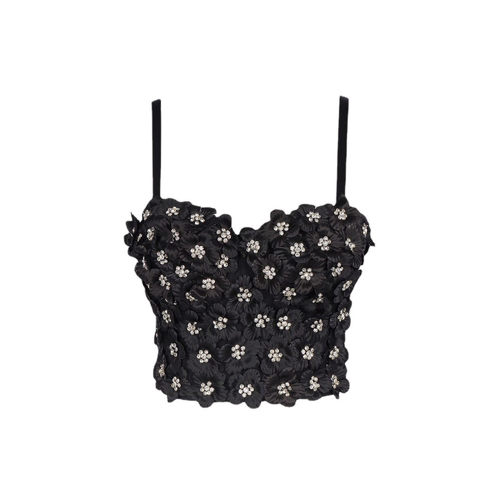 Women's Designer Style Strapless Bra Camisole One-Piece Floral Boned Bustier