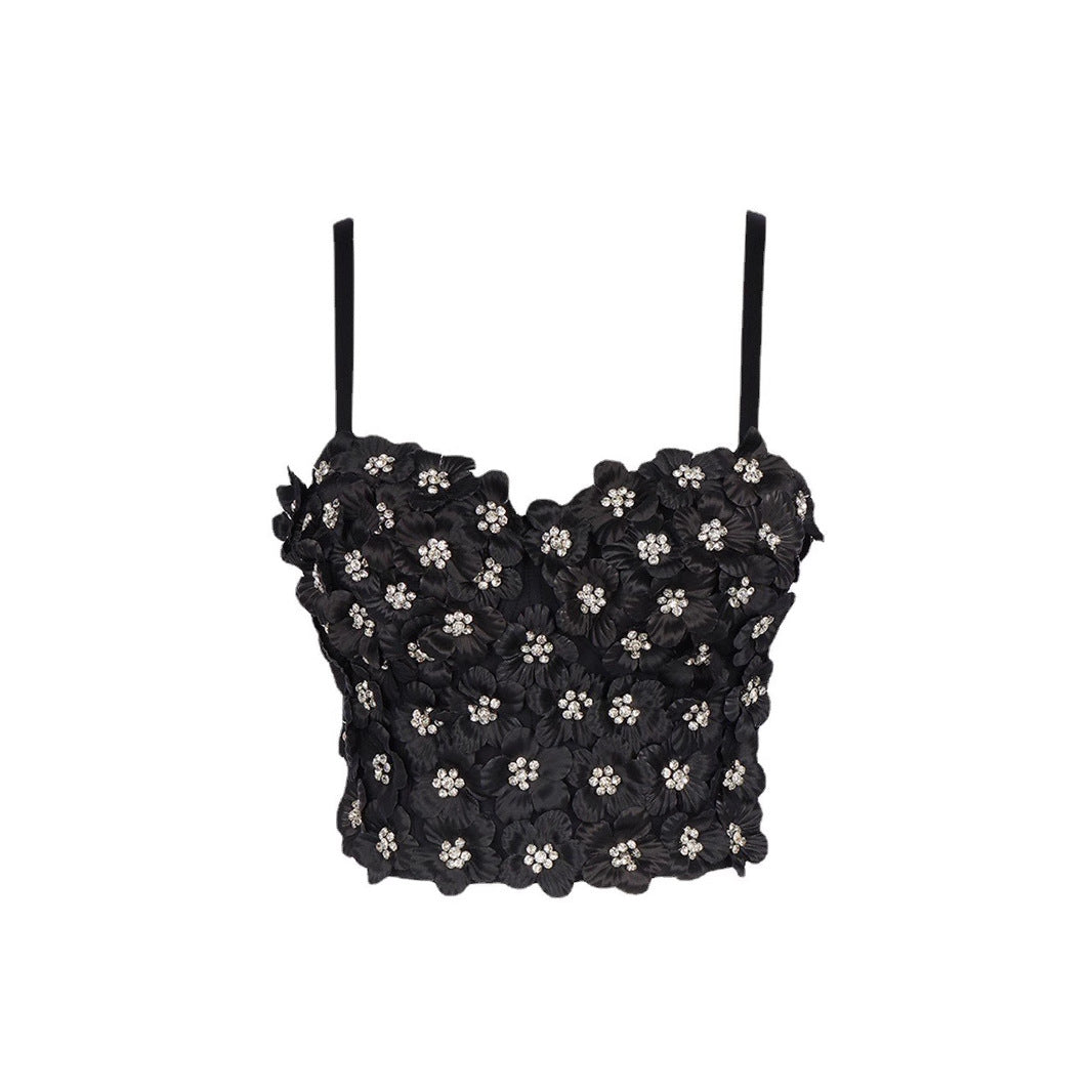 Women's Designer Style Strapless Bra Camisole One-Piece Floral Boned Bustier