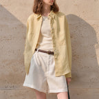 Vintage Style Linen Tencel Sunscreen Shirt Loose Casual Cotton Linen Blouse Open Cardigan Women's Top Notched Collar Long Sleeve Blouse